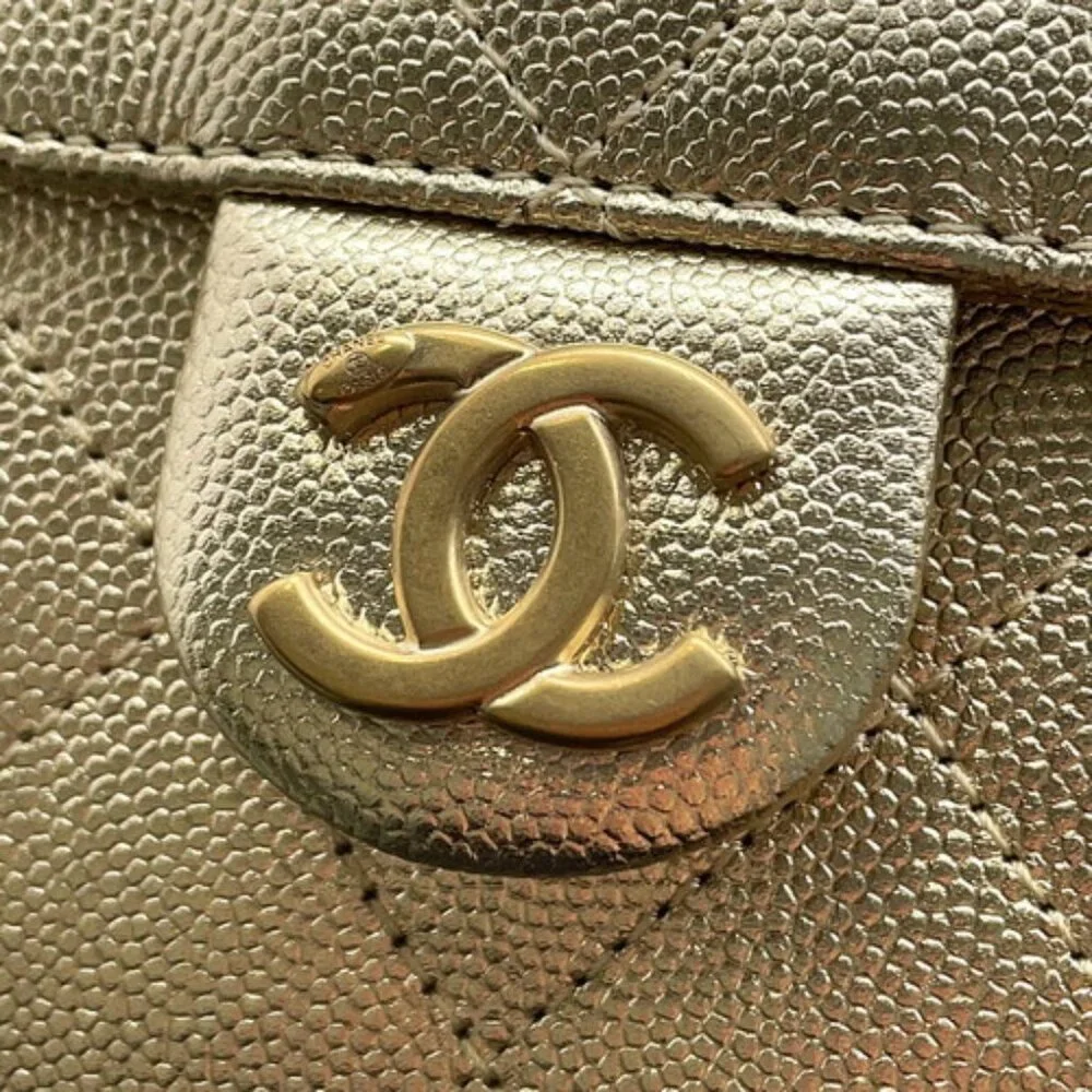 CHANEL Chain Coco Mark Matelasse Caviar Gold 25 Small AS5293 - COA Included - Picture 7 of 17